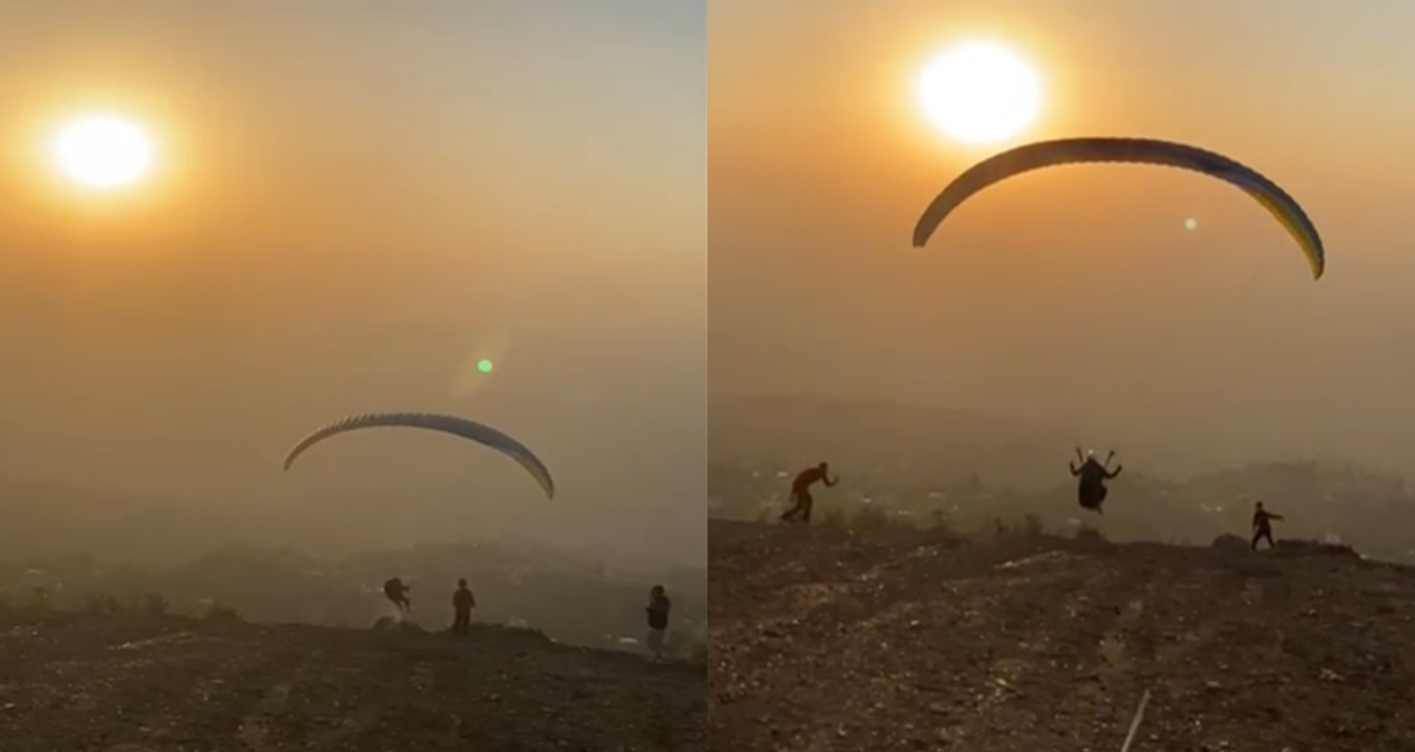 Yamaç paraşütçüsü kalkış sırasında felaketi yaşadı