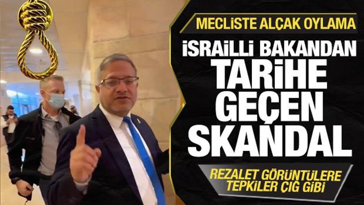 İsrailli bakandan tarihe geçen skandal! Yağlı urgan rozeti taktı! Mecliste alçak oylama